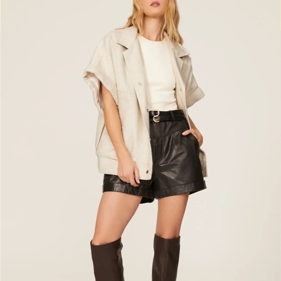 IRO Ilija Linen Jacket Off White Snap Buttons size FR 36 US 4 Short Sleeves - Picture 1 of 14